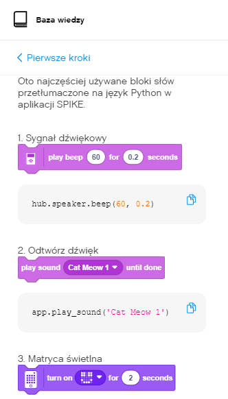 python w aplikacji SPIKE 3
